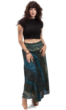 Dlhá sukňa THAI STAINED - modrá I.