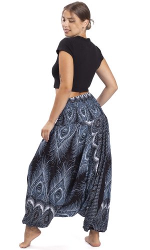 Harémové kalhoty / Sultánky THAI PEACOCK modro-černé