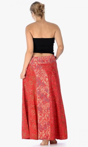 Dlouhá sarongová sukně červená - Velikost: XL