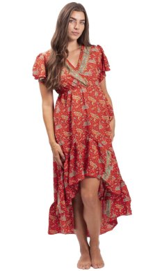 Długa sukienka damska SNEHA czerwona IV.