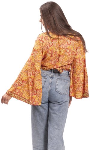 Bolero GITA z długim rękawem żółto-czerwone I.