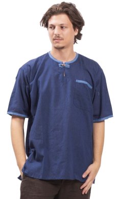 Košile / ETNO KURTA MILDRIM s krátkým rukávem modrá V.