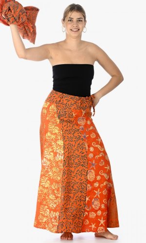 Dlhá sarongová sukňa oranžová - Veľkosť: XL