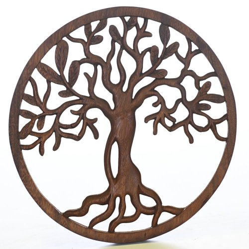 Dřevěný nástěnný strom života Spring barvený ø 30 cm