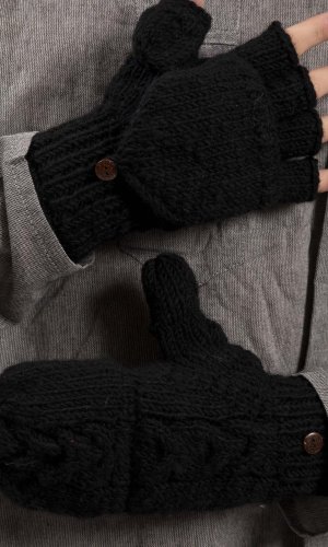 Vlněné převlékací rukavice / černá I.