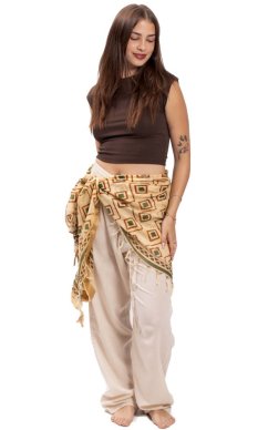 Sarong / szalik JALA / ornament brązowo-zielony