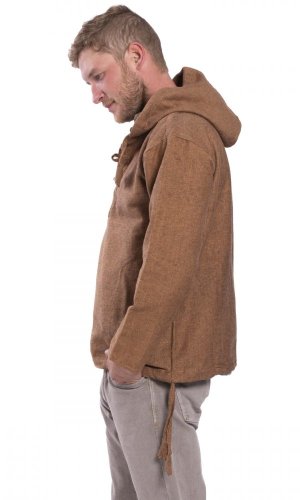 Bluza unisex z kapturem RAHUL jasnobrązowa - Rozmiar: 3XL