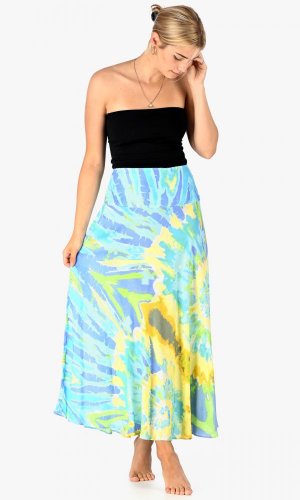 Dlhá sukňa Batik modro-žltá - Veľkosť: XL