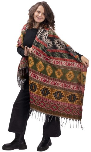 Šála INDI okrovo-zelená aztek II.