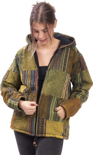 Teplá bunda PATCHWORK zelená