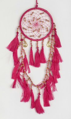 Lapač snů BEADS růžový / délka 20 cm