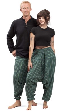 Harémové nohavice / Sultánky CLASSIC STRIPES smaragd I.