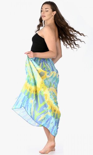 Długa spódnica / suknia Batik niebiesko-żółta