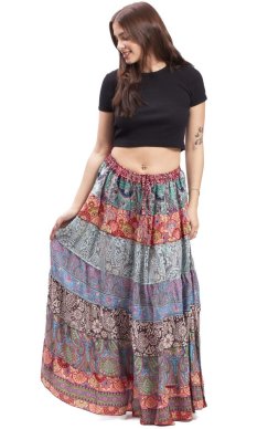 Spódnica z falbanką w etnicznym stylu multicolor XXIII.