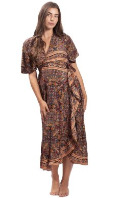 Sukienka kopertowa MAYA brązowa I.