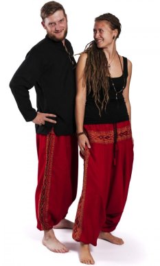 Teplé harémové kalhoty / Sultánky GAYATRI červené