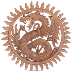 Dřevěná nástěnná dekorace DRAK natural ø 30 cm