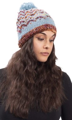 Vlnená čiapka s brmbolcom / modrá I.