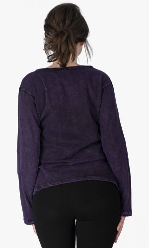 Dámské triko s dlouhým rukávem MANDALA fialové - Velikost: 2XL