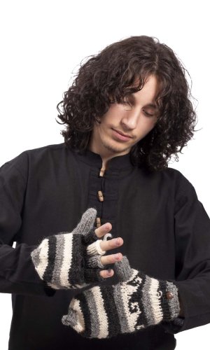 Vlněné převlékací rukavice / černo-bílé II.