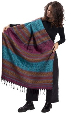 Šála INDI fialovo-hnědá s ornamentem