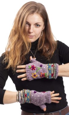 Vlněné návleky na ruce BASANTA / fialové I.