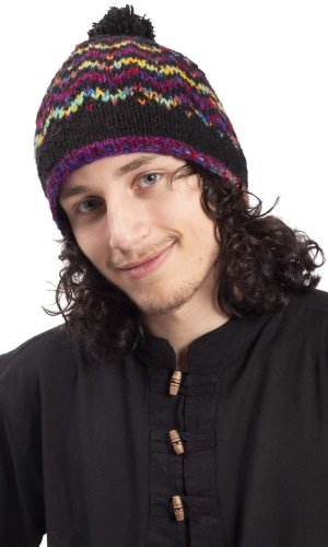 Vlněná čepice s bambulí / černá I.