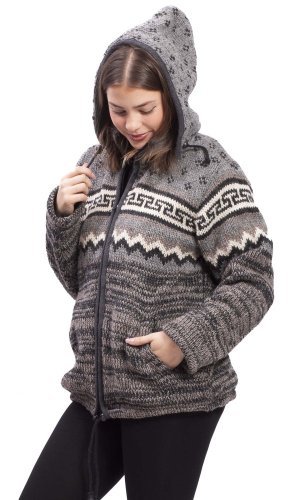 Vlněná svetrobunda tmavě šedo-hnědá