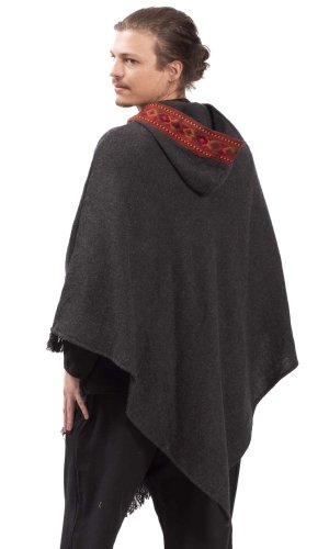 Vlněné pončo LAHARA RUNA tmavě šedé