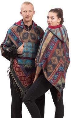 Pončo se vzory PANKAJ červeno-modré XI.