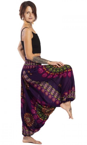 Szarawary / Spodnie haremki Mandala fioletowe