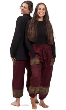 Teplé nohavice BIHAR FIT vínovo červené