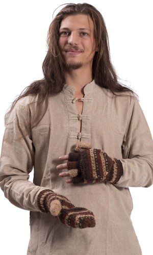 Vlněné převlékací rukavice / hnědé