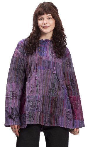 Indická košile / ETNO KURTA WOODSTOCK fialová