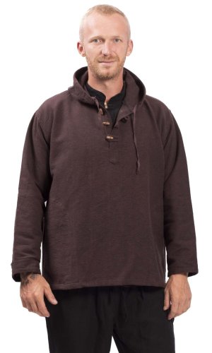 Bluza unisex z kapturem RAHUL brązowa - Rozmiar: M
