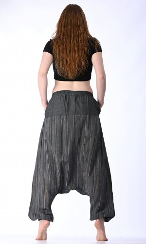 Harémové kalhoty / Sultánky Fashion design pruhy tmavě šedé