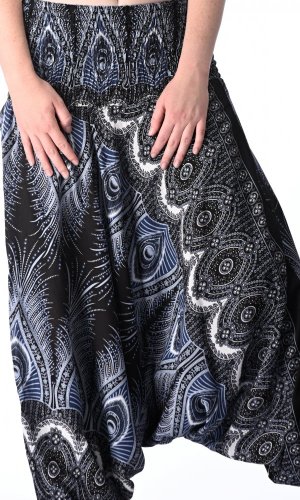 Harémové kalhoty / Sultánky THAI PEACOCK modro-černé