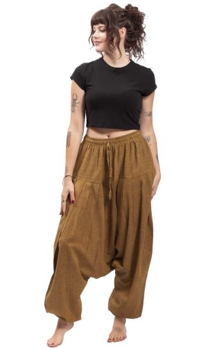 Harémové kalhoty / Sultánky CLASSIC PLEATS okrová