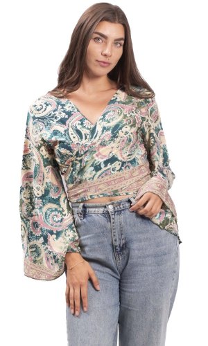 Bolero GITA z długim rękawem zielono-różowe I.