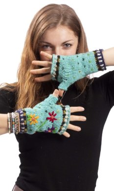 Vlněné návleky na ruce BASANTA / modré II.