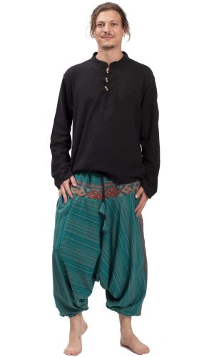 Ciepłe szarawary / Spodnie haremki BIHAR petrol I.