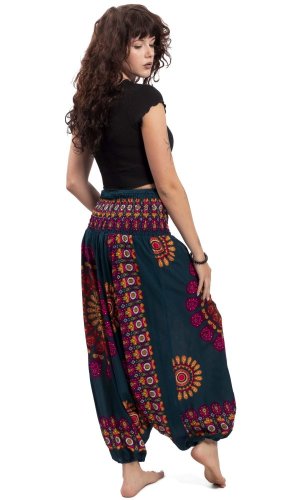Harémové kalhoty / Sultánky THAI MANDALA petrolejově modré