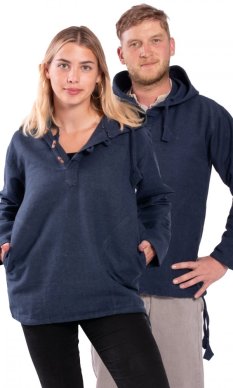 Bluza unisex z kapturem RAHUL ciemnoniebieska
