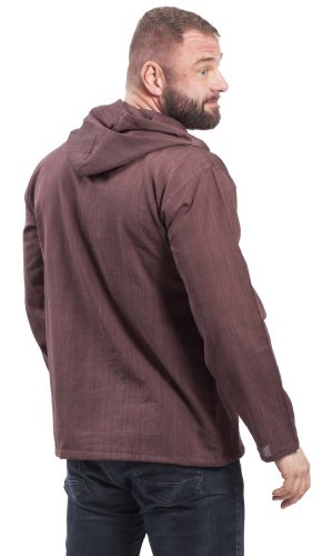 Košile Nepál / ETNO KURTA s kapucí hnědá
