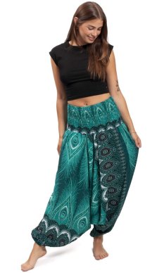 Háremové nohavice / Sultánky THAI PEACOCK tyrkysové