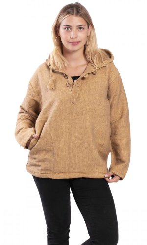 Bluza unisex z kapturem RAHUL WAFLAR ochra