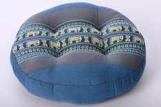 Okrągła poduszka do medytacji w słonie FUTON szaro-niebieska