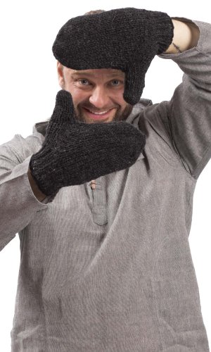 Vlněné palcové rukavice / antracitové II.