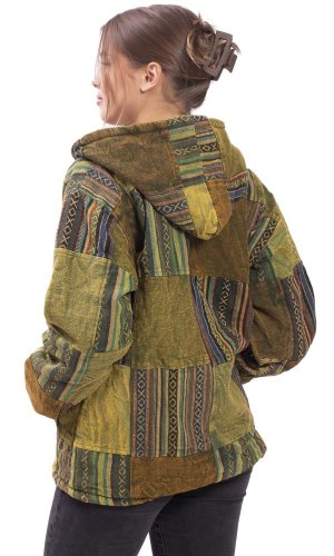 Teplá bunda PATCHWORK zelená