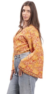 Bolerko GITA s dlouhým rukávem žluto-červené I.